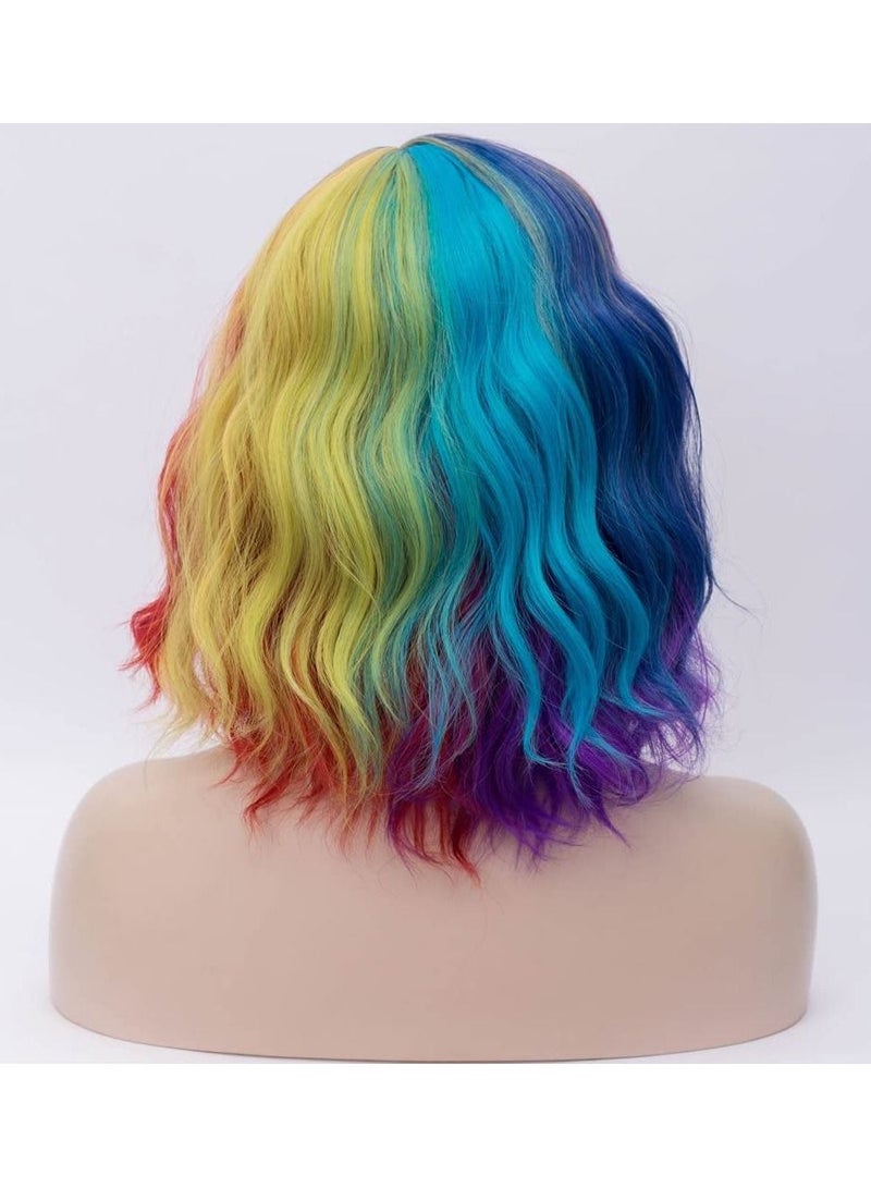 إستيل شعر مستعار قصير مموج مجعد بوب للنساء مقاومة للحرارة باروكة بوب باروكة باروكة ملونة مختلطة - Image 4