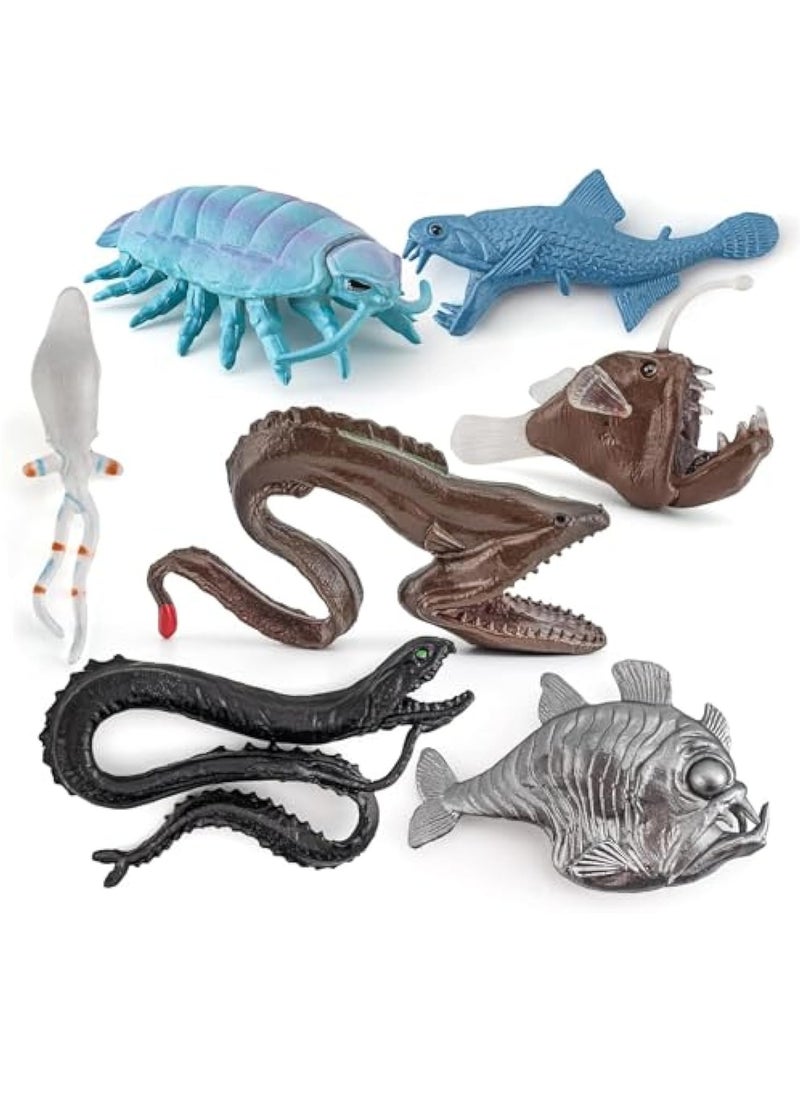 KASTWAVE - 7 PCS Deep Sea Creatures Mini Figurines Set, Mini Figures in 7 Realistic Designs, Prehistoric Ocean Plastic Ancient Marine Animal Figures, Party Decoration Montessori Toys for Kids Toddlers - Image 1