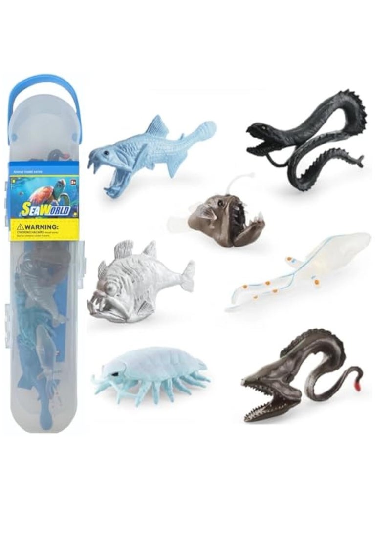 KASTWAVE - 7 PCS Deep Sea Creatures Mini Figurines Set, Mini Figures in 7 Realistic Designs, Prehistoric Ocean Plastic Ancient Marine Animal Figures, Party Decoration Montessori Toys for Kids Toddlers - Image 1