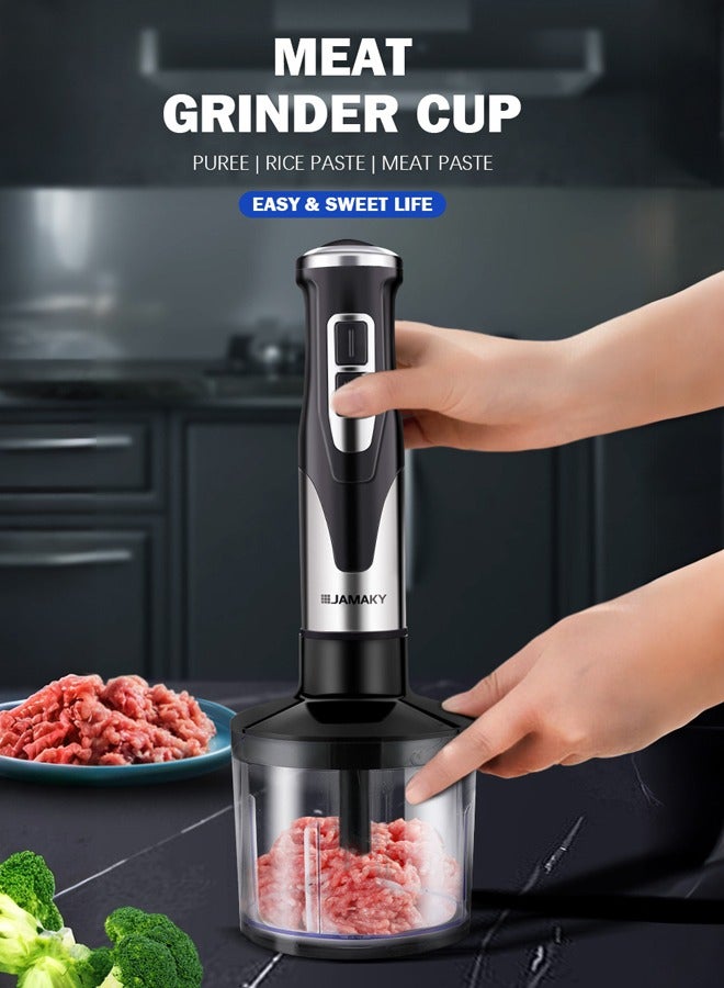 JAMAKY 4-in-1Hand Blender,Electric Handheld Blender with 500ml Chopper,Whisk,600ml Mixing Beaker,JMK3013 - Image 2