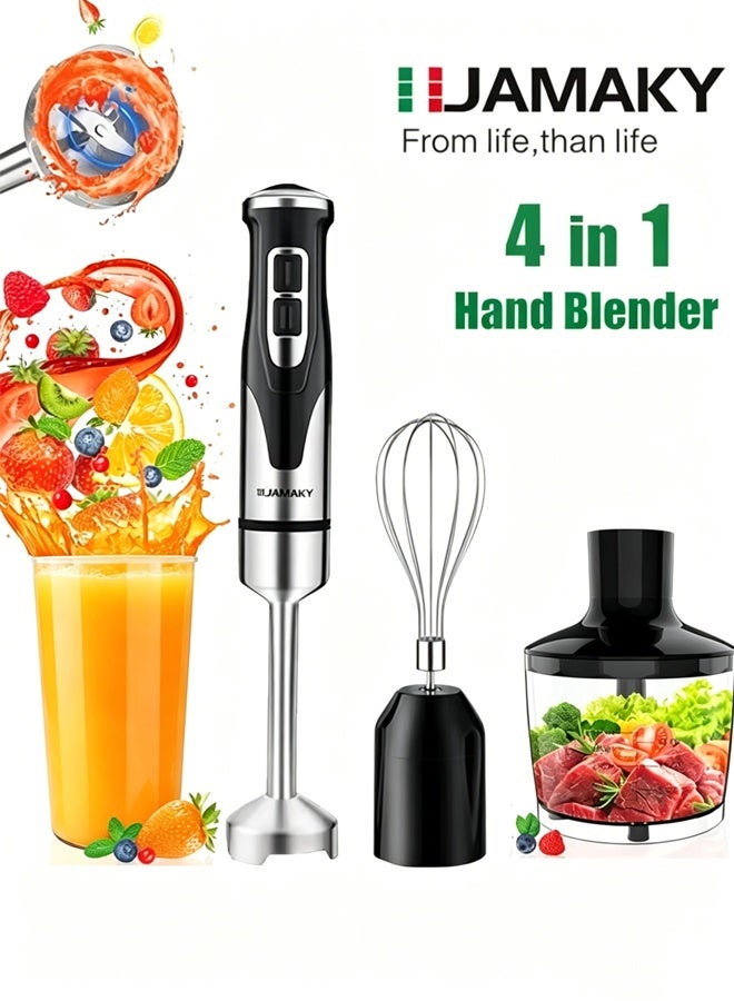 JAMAKY Hand Blender,4-in-1 Electric Hand Mixer Set,Portable Blender, 500ml Chopper, 600ml Mixing Beaker,JMK3013 - Image 1