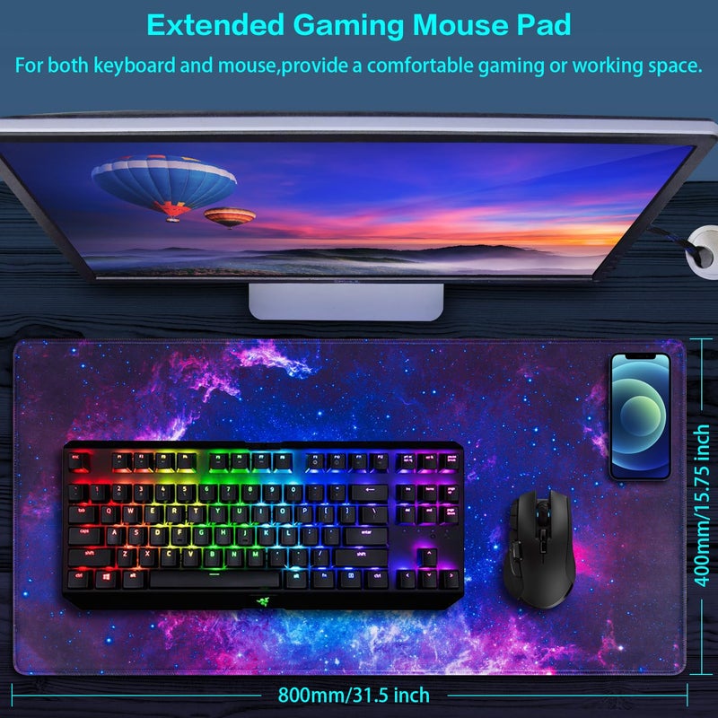 Canjoy Gaming Mouse Pad, 31.5x15.7inch Large Extended Mousepad Big Computer Desk Mat for Keyboard and Mouse Full Desk Mouse Mat with Non-Slip & Rubber Base - Image 2