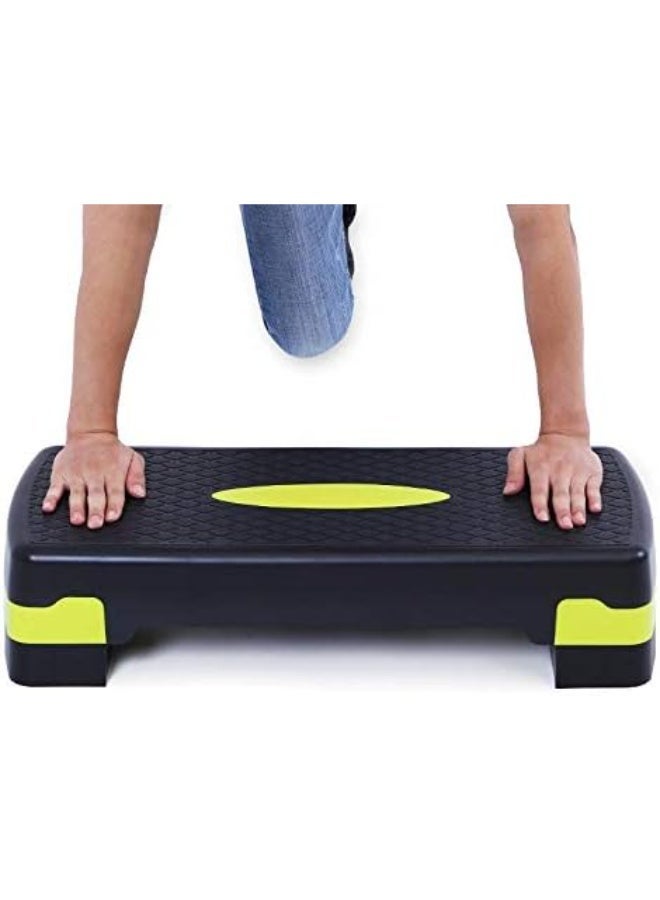 MD Stay Fit Adjustable Aerobic Step Platform with 2 Height Levels 10cm and 15cm Fitness Stepper 68x28cm Yellow - Image 3