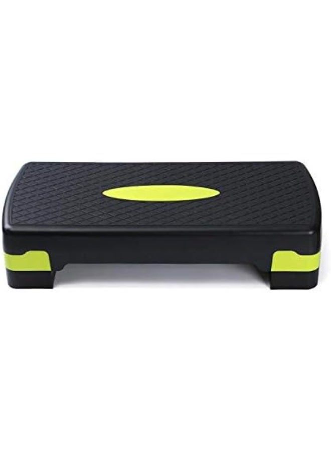 MD Stay Fit Adjustable Aerobic Step Platform with 2 Height Levels 10cm and 15cm Fitness Stepper 68x28cm Yellow - Image 1