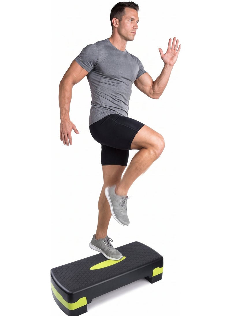MD Stay Fit Adjustable Aerobic Step Platform with 2 Height Levels 10cm and 15cm Fitness Stepper 68x28cm Yellow - Image 4