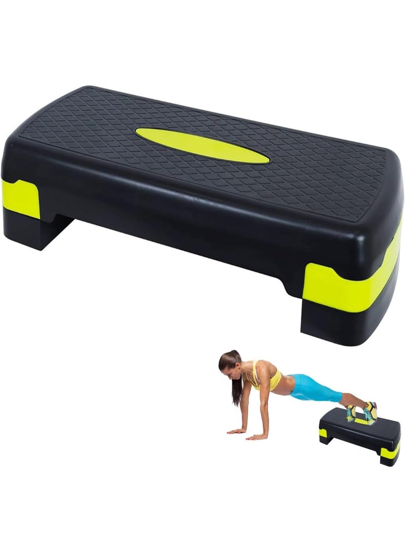 MD Stay Fit Adjustable Aerobic Step Platform with 2 Height Levels 10cm and 15cm Fitness Stepper 68x28cm Yellow - Image 5
