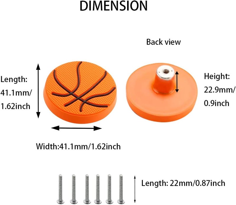 Skyscraper Soft Rubber Cartoon Shape Knobs for Kids Girls Boys Cabinet Handle pulls Drawer Knobs for Kids Room Cabinets Closets Toy Organizer Box Bookcase 6pcs/Set (Basketball) - Image 2