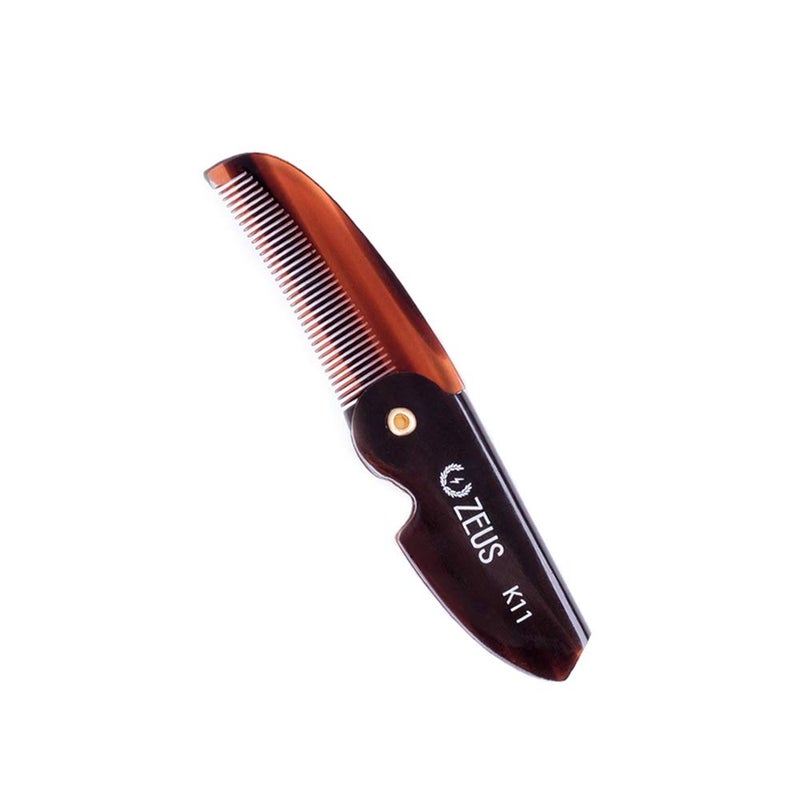 ZEUS Folding Mustache Comb for Men Handmade SawCut Pocket Comb for Mens Beard  Moustache Grooming Compact  Travel Friendly Traditional K11