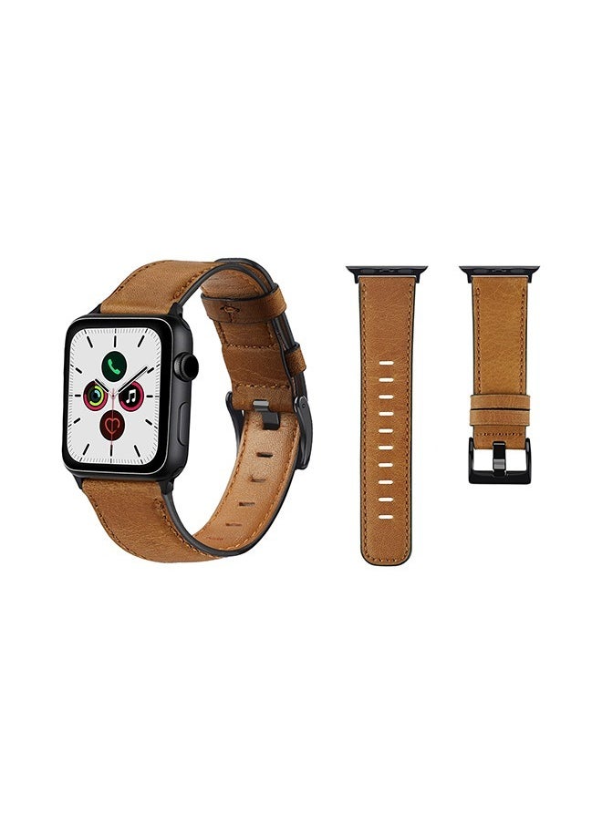 HEXABEX - Leather Strap for Apple Watch Compatible with 46mm/45mm/44mm/49mm Brown - Image 1