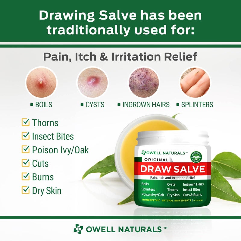 OWELL NATURALS Drawing Salve Ointment Fast Acting Formula for Skin, Splinters, Ingrown Hairs, Boils & Cyst, Bug Bites, bee Sting, Mosquito bite Itch, Poison Ivy (2 Pack) - Image 2