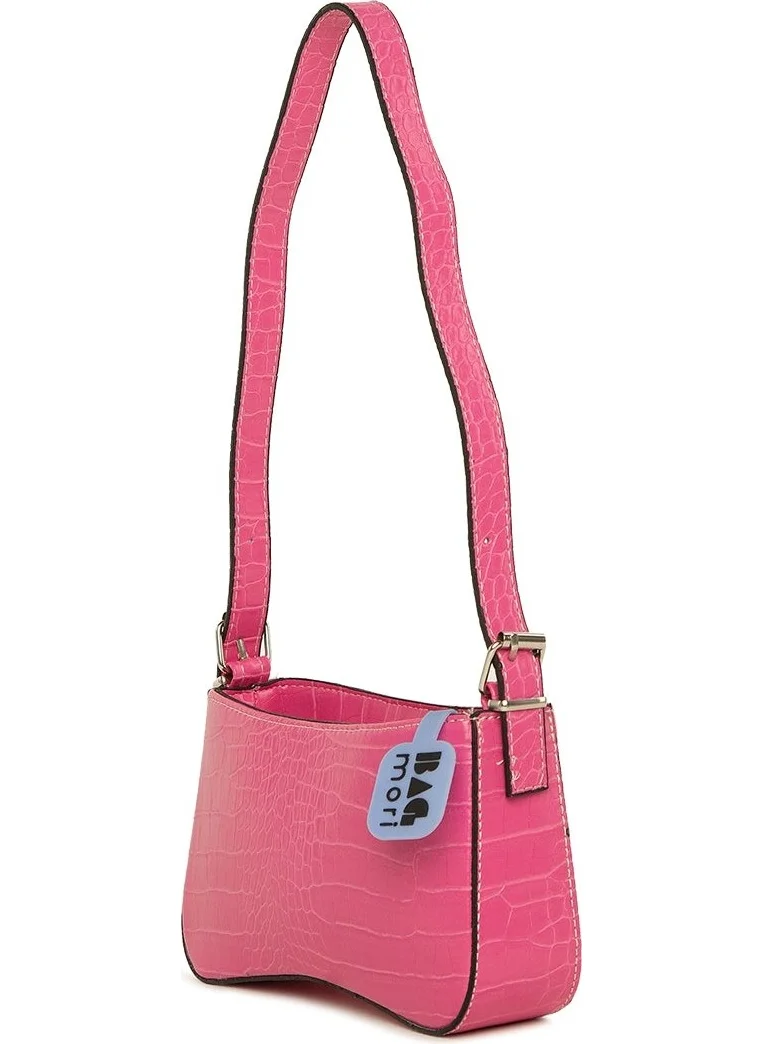 باجموري Fuchsia Mold Crocodile Baguette with Hand Holder