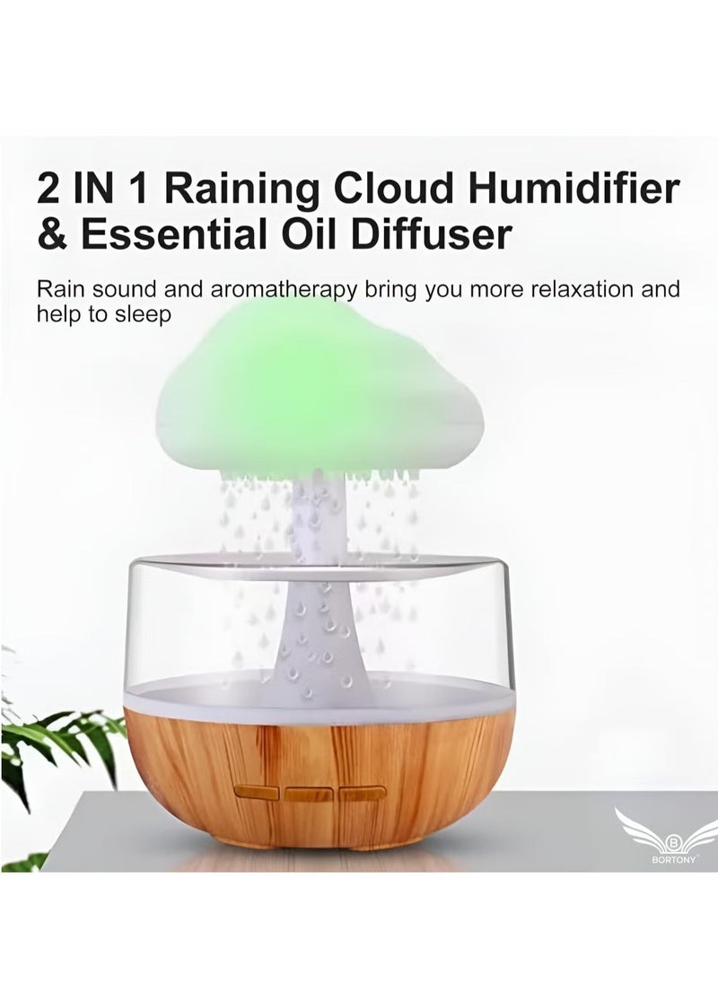 ELTRAZONE - Raining Cloud Humidifier Aromatherapy Essential Oil Diffuser – Cute Mushroom Design, Waterfall Lamp Desk Fountain, Bedside Sleeping Relaxing Mood, Ideal for Home & Office - Image 1