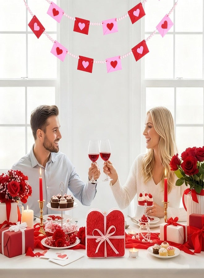 SmoothNovelty لافتة على شكل قلب من اللباد من سموث نوفيلتي، لافتة عيد الحب، زينة معلقة لعيد الحب، أكاليل خيطية على شكل قلب لتزيين رف المدفأة، حفلات الزفاف، ديكورات الذكرى السنوية - Image 5
