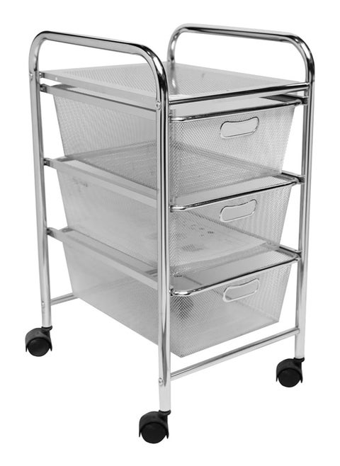 Versatile Stainless Steel 3 Drawer Storage Drawer & Shelf | Easy to Install Mesh Storage Drawers | Storage Cart with Wheels
