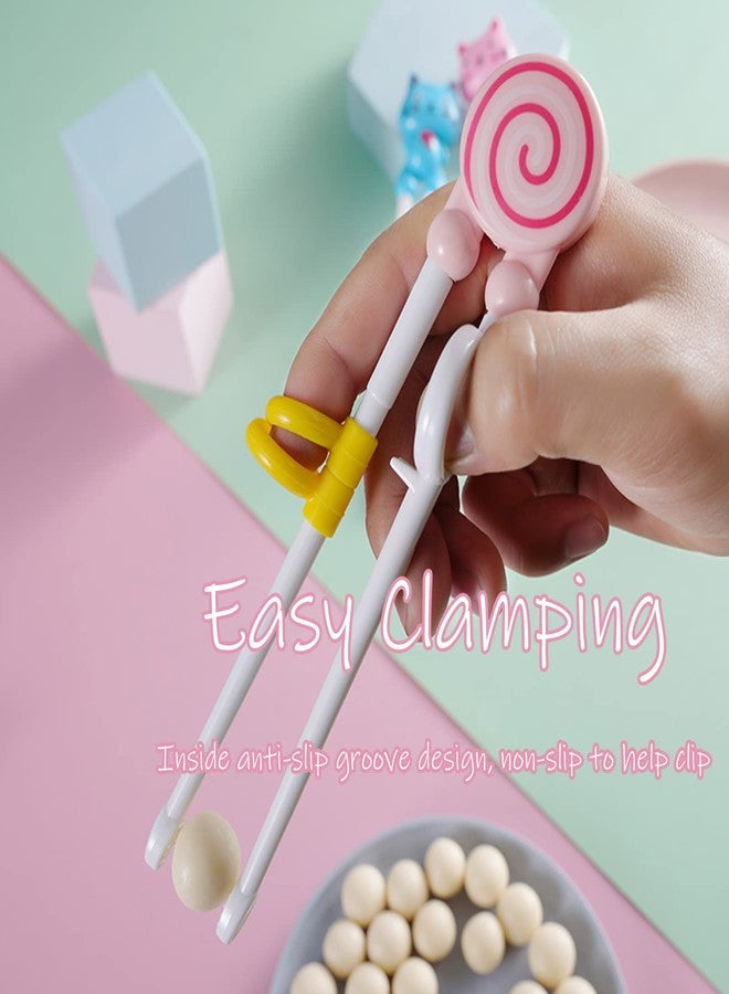 PYBBO Training Chopsticks Toddler Chopsticks, Cute Animal Shape Easy to Use Learning Reusable Chopsticks Helper With attachable Trainer for Kids Child Baby Adults Beginners, Pink Cat, Dishwasher Safe - Image 4