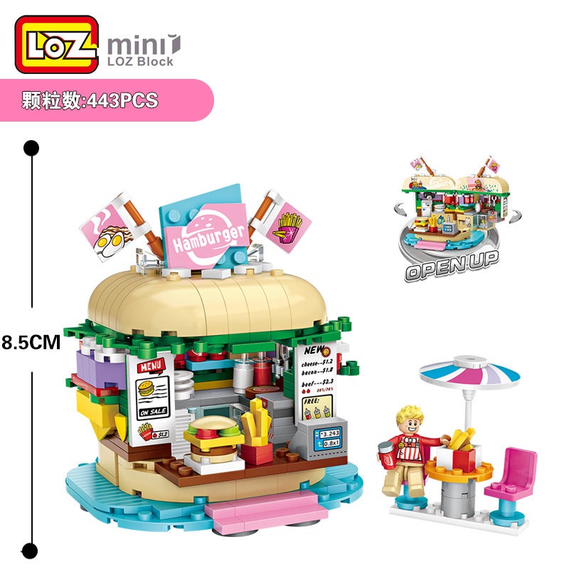 Loz New Small Particle Building Blocks Gourmet Car Series Ice Cream Fries Shop 1731 Assembled Building Blocks Children'S Toys - Image 1