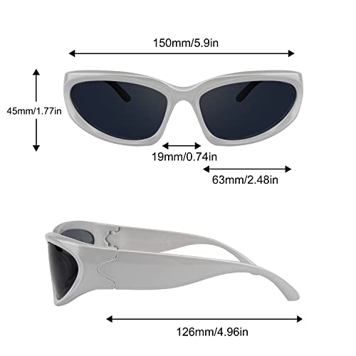 KENBO Y2K Sunglasses Wrap Around Futuristic Sunglasses Trendy for Men Women Shield Mask Visor Glasses - Image 5