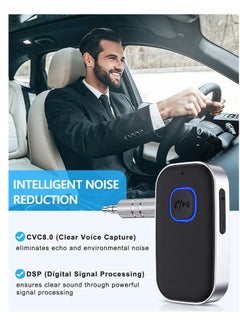 Showday Bluetooth Receiver for Car, Noise Cancelling 3.5mm AUX Bluetooth Car Adapter, Wireless Audio Receiver for Home Stereo/Wired Headphones, Hands-Free Call, 16H Battery Life (Black+Silver)  - Image 4