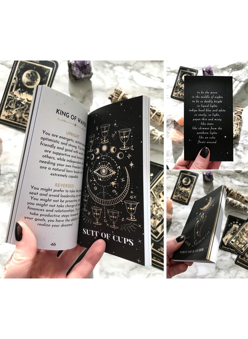 NIBEMINENT أوراق تاروت شواطئ القمر لونا سومنيا مع دليل وعلبة - 78 بطاقة مجموعة كاملة أحلام نجمية علم الفلك السماوي أداة سحرية سوداء للتنجيم - Image 4
