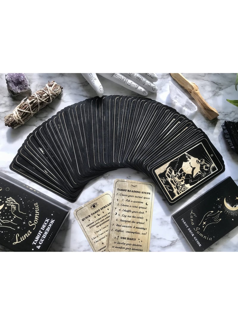 NIBEMINENT أوراق تاروت شواطئ القمر لونا سومنيا مع دليل وعلبة - 78 بطاقة مجموعة كاملة أحلام نجمية علم الفلك السماوي أداة سحرية سوداء للتنجيم - Image 2