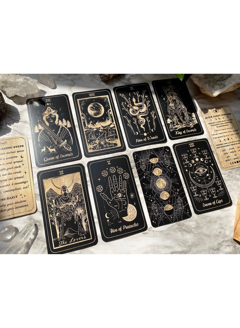 NIBEMINENT أوراق تاروت شواطئ القمر لونا سومنيا مع دليل وعلبة - 78 بطاقة مجموعة كاملة أحلام نجمية علم الفلك السماوي أداة سحرية سوداء للتنجيم - Image 3