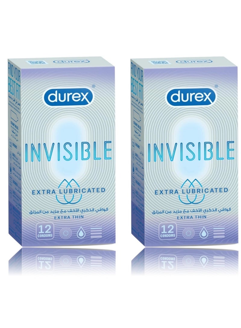 Durex Play Durex Invisible Extra Thin Condoms, 2 Packs (Total 24 Condoms) - Image 1