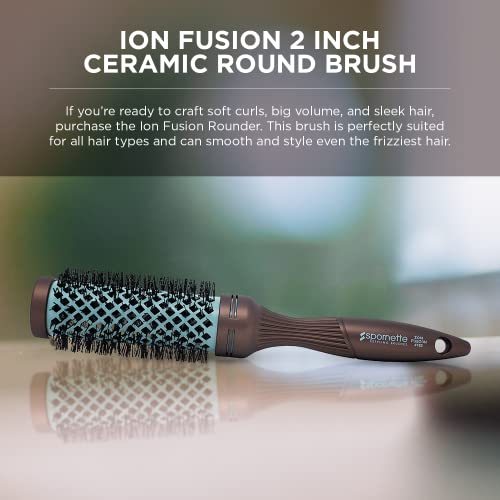 Spornette Ion Fusion 2 inch Round Brush With Thermal Ceramic Barrel And Ioncharged Anti Static Nylon Bristles For Blow Drying Blowouts Curling Styling And Smoothing All Types Of Hair Textures - Image 3
