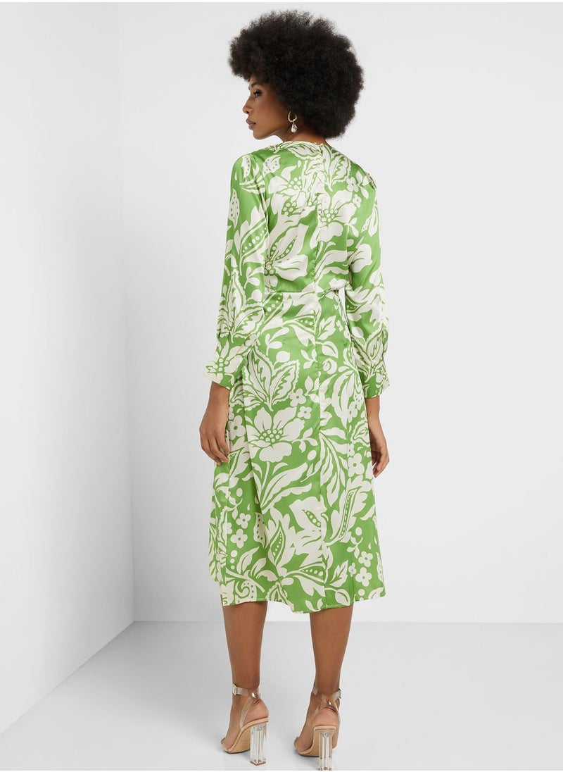 ELLA - Printed Wrap Detail Dress - Image 1