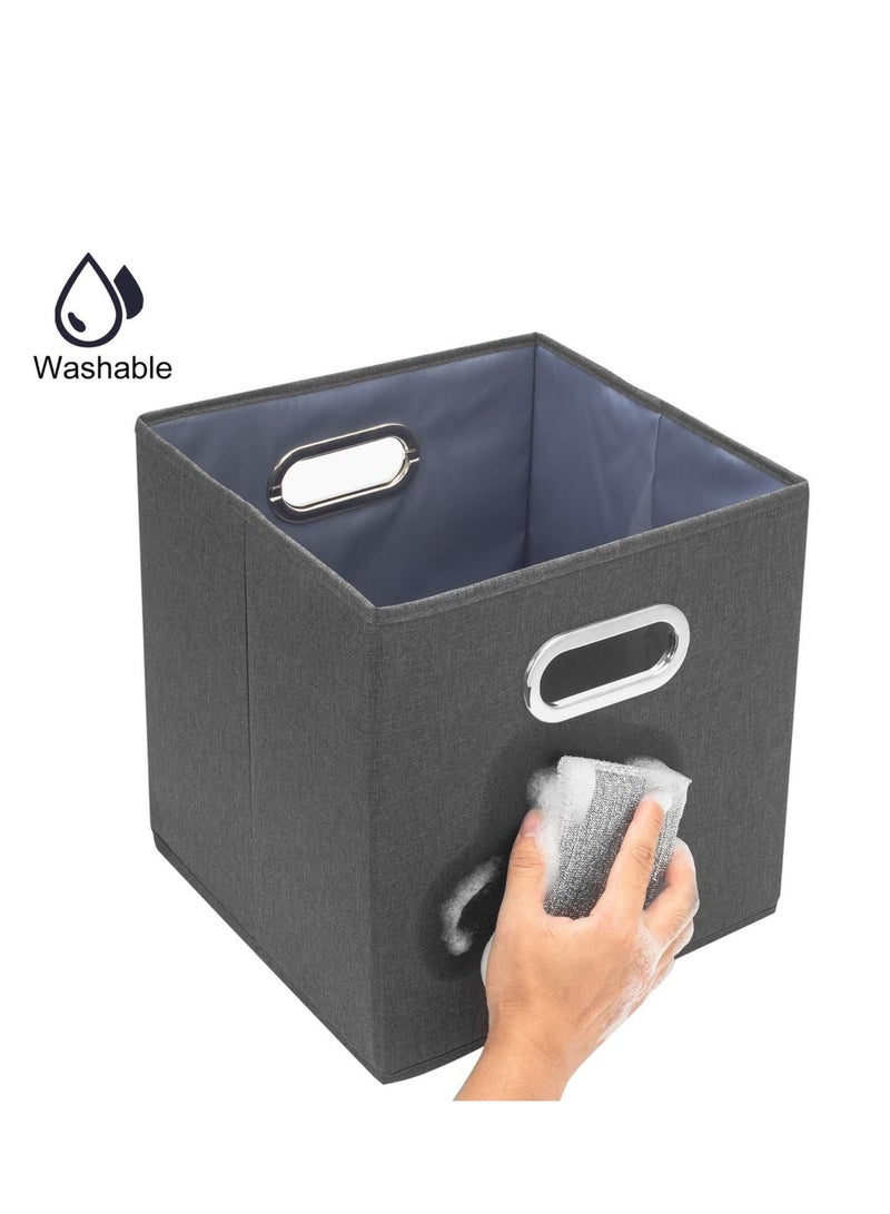 MIXDE Collapsible Fabric Storage Cubes with Oval Grommets Cube Storage Organizer for Closet Storage Clothes Storage, Storage Bins for Home and Office - 4 Pack - Image 4