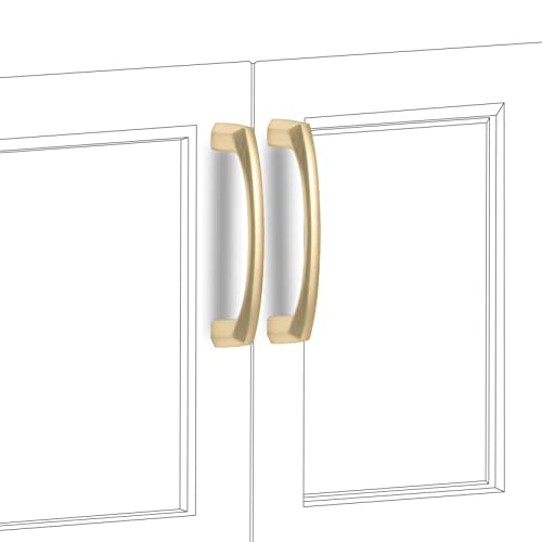 COTYKILEY 10 Pack 3.75 Inch(96mm) Brushed Brass Kitchen Cabinet Handles Gold Cabinet Pulls Cabinet Door Handles Kitchen Cabinet Hardware Cupboard Drawer Pulls Dresser Handles - Image 4
