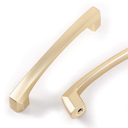 COTYKILEY 10 Pack 3.75 Inch(96mm) Brushed Brass Kitchen Cabinet Handles Gold Cabinet Pulls Cabinet Door Handles Kitchen Cabinet Hardware Cupboard Drawer Pulls Dresser Handles - Image 1