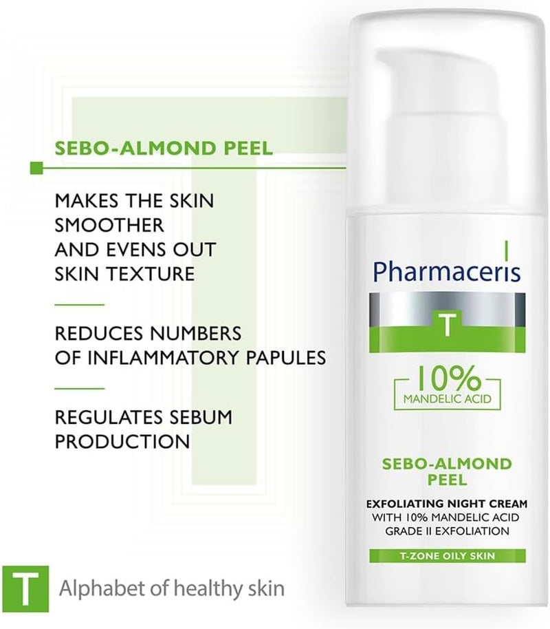 Pharmaceris كريم الليل Pharmaceris T Sebo-Almond Peel 10 50 مل – علاج تقشير مع 10% حمض ماندليك للبشرة المعرضة لحب الشباب والدهنية - Image 4
