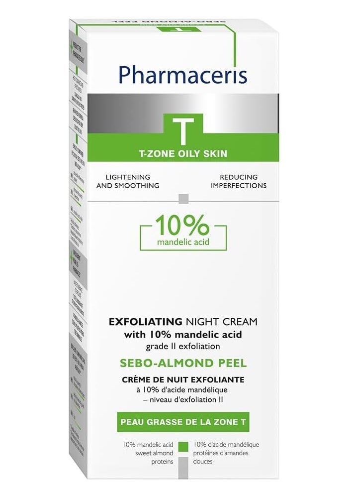 Pharmaceris كريم الليل Pharmaceris T Sebo-Almond Peel 10 50 مل – علاج تقشير مع 10% حمض ماندليك للبشرة المعرضة لحب الشباب والدهنية - Image 1