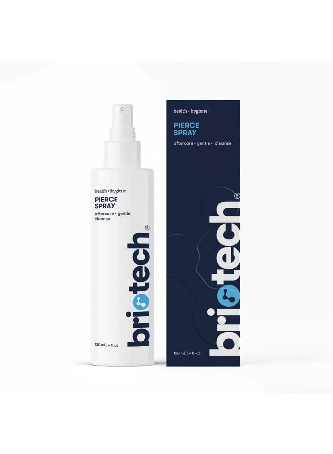 BRIOTECH Pierce Spray, Hypochlorous Acid, Gentle Piercing Aftercare, Calm Redness & Itch, Reduce Bumps, Hypoallergenic HOCl Saline Spray, Contact Free, No Rinse or Residue, Alcohol Free,4 fl oz - Image 1