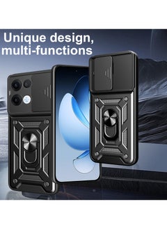Generic Case Cover Shockproof Protective Case with Camera Protection and Metal Ring Compatible with  Oppo Reno 13 5G (Black)  - Image 2