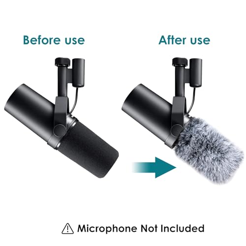 YOUSHARES SM7B Pop Filter for Shure Mic Furry Windscreen Muff Compatible with Shure SM7B SM7dB Dynamic Vocal Microphone Gray - Image 3