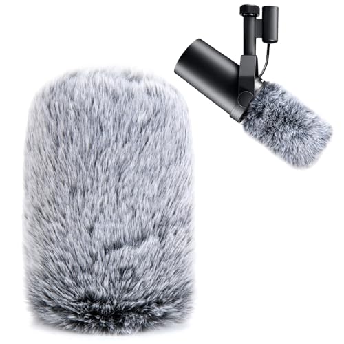 YOUSHARES SM7B Pop Filter for Shure Mic Furry Windscreen Muff Compatible with Shure SM7B SM7dB Dynamic Vocal Microphone Gray - Image 1