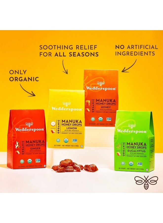 Wedderspoon Wedderspoon Organic Manuka Honey Drops, Lemon & Bee Propolis, 20 Count (Pack of 1) | Genuine New Zealand Honey | Perfect Remedy For Dry Throats  - Image 3