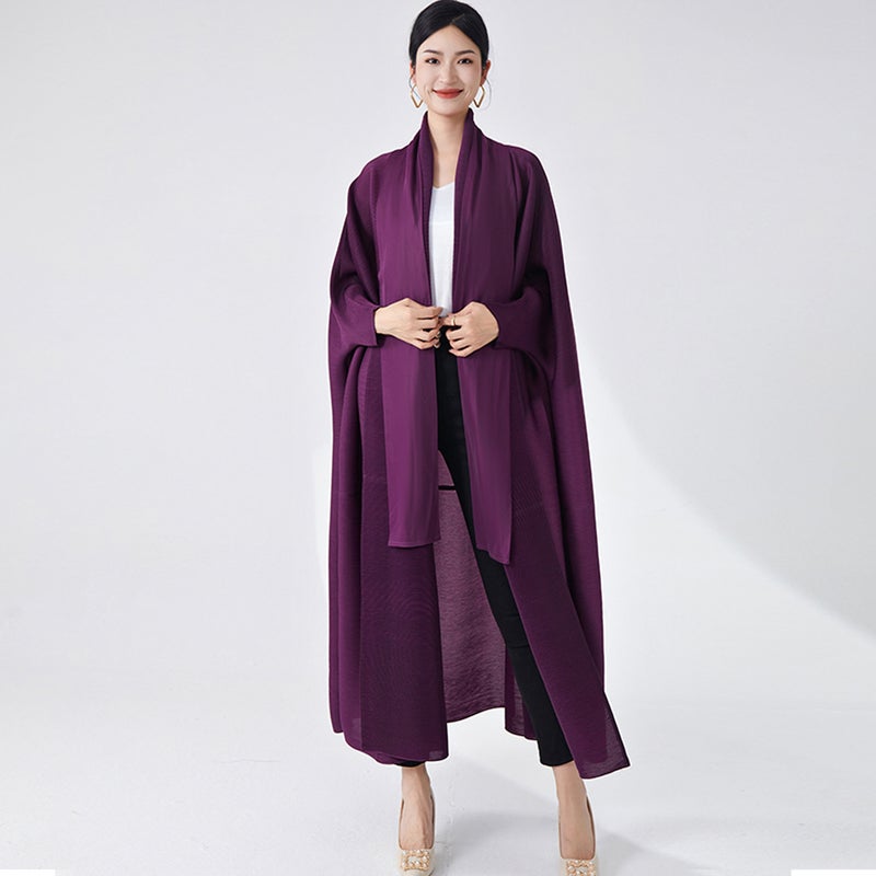 Foreign Trade Arab Robe Womens Clothing High Sense Muslim Womens Clothing Loose plus size Miyake Robe Coat Autumn plum color - Image 1