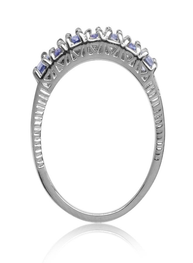 Silvershake 1.05ct. Genuine Tanzanite White Gold Plated 925 Sterling Silver Journey Ring Size 8.5 - Image 3