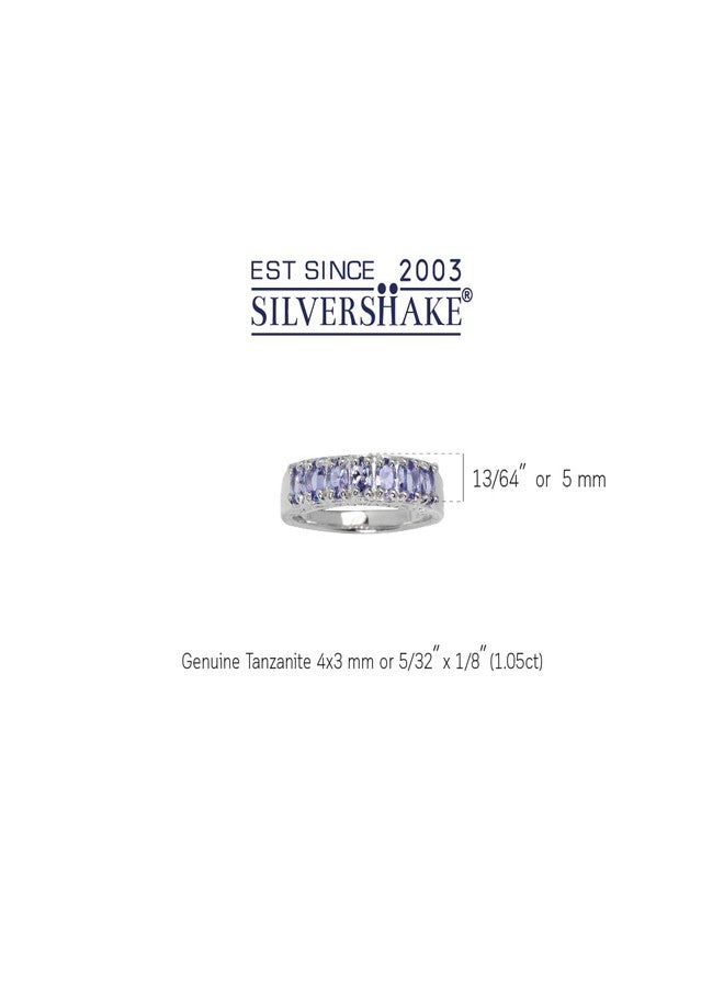 Silvershake 1.05ct. Genuine Tanzanite White Gold Plated 925 Sterling Silver Journey Ring Size 8.5 - Image 2