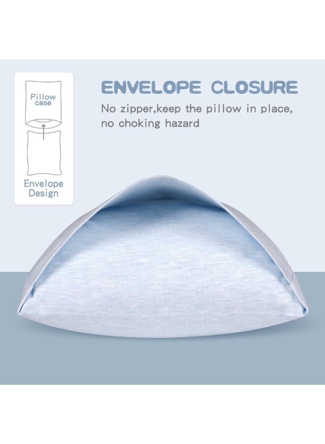 Zenssia Organic Cotton Toddler Pillowcase/Travel Pillowcase Pack of 2 Set 13x18 Inches with Envelope Closure - Soft & Breathable Baby Pillow Case Cover Solid Blue - Image 3