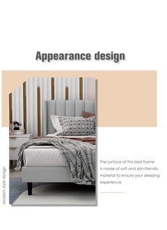 Wooden Twist Wooden Twist Modern Rectangular Upholstery Bed with Soft Wingback (Queen)  - Image 3