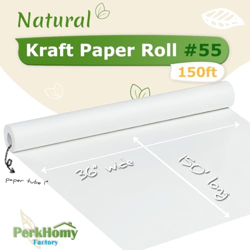 PH PERKHOMY PerkHomy White Kraft Paper Roll 36 x 1800 150 for Gift Wrapping Bouquet Flower Art Painting Craft Writing Packaging Shipping 80GSM 55LB White 36 x 150 - Image 3
