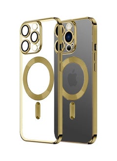Apple iPhone 14 Pro Max MagSafe Case Magnetic Clear Soft TPU Plating Wireless Charging Compatible Shockproof Camera Lens Protection Gold