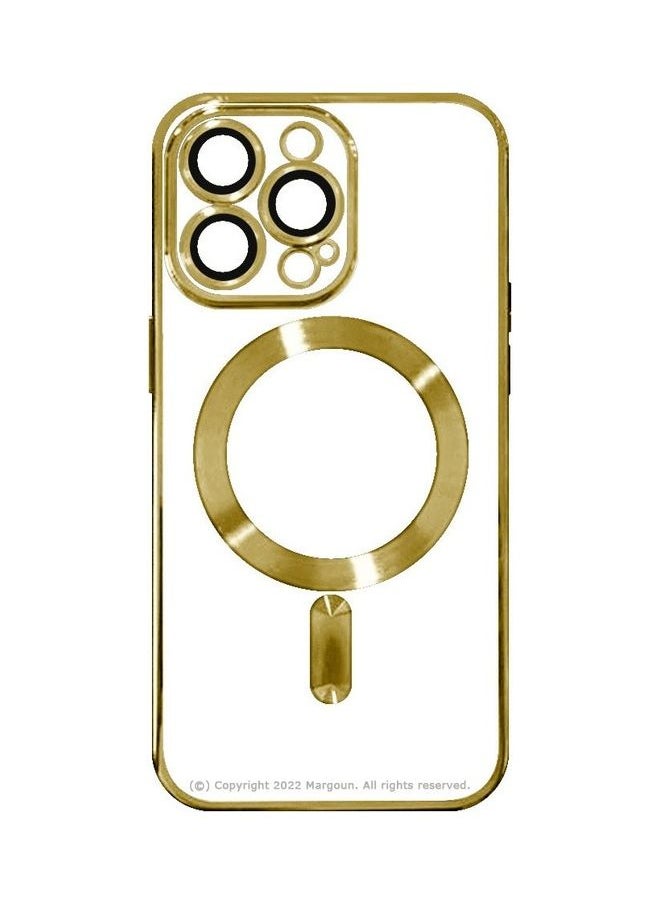 NIBEMINENT - Apple iPhone 14 Pro Max MagSafe Case Magnetic Clear Soft TPU Plating Wireless Charging Compatible Shockproof Camera Lens Protection Gold - Image 1