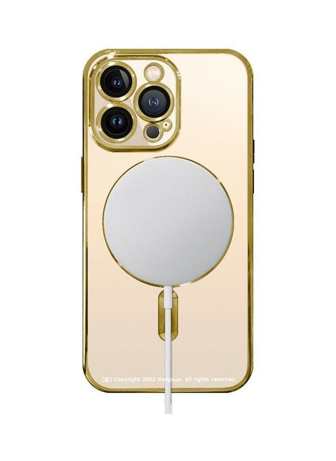 NIBEMINENT - Apple iPhone 14 Pro Max MagSafe Case Magnetic Clear Soft TPU Plating Wireless Charging Compatible Shockproof Camera Lens Protection Gold - Image 1