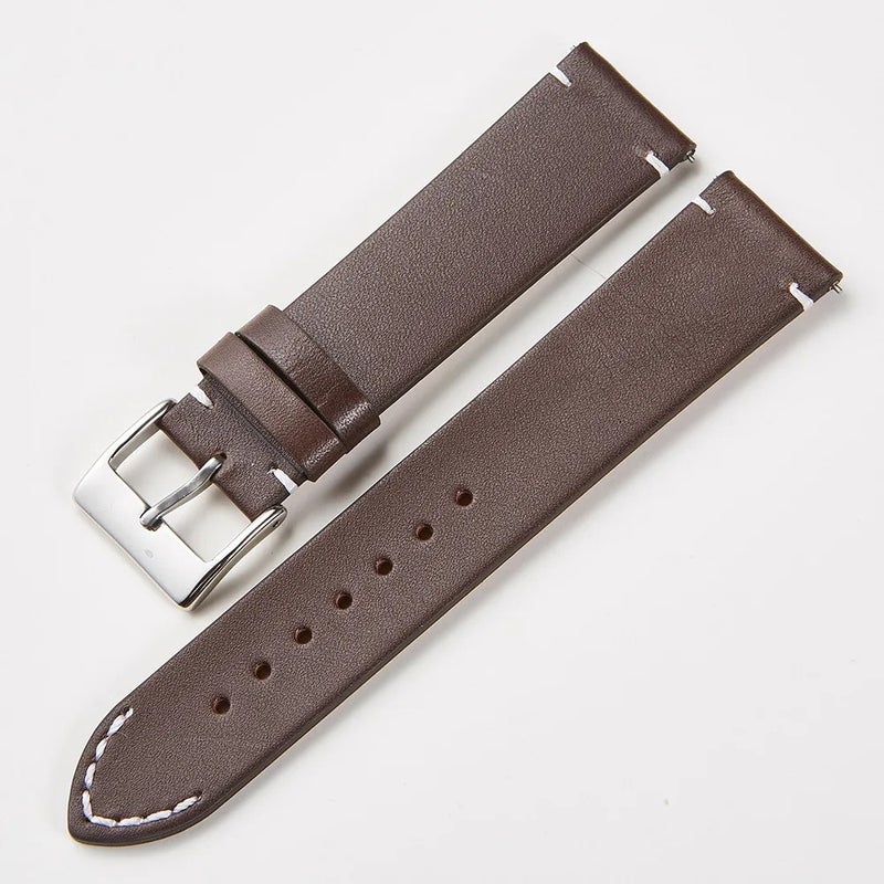 Bluejw Quick Release Genuine Leather Watch Band Replacement for Men and Women – 16mm 18mm 20mm 22mm 24mm Vintage Watch Strap, Easy to Replace - Image 1