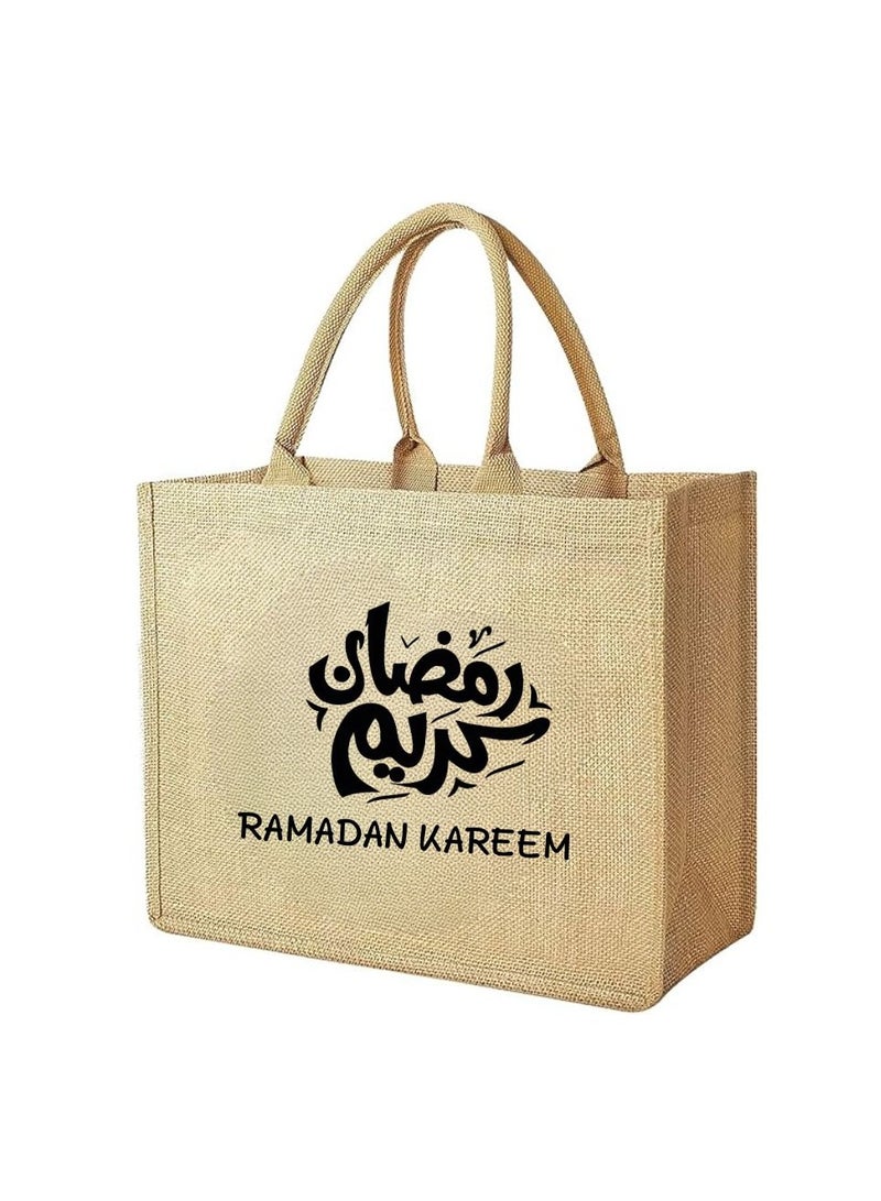 PRINTSHOP4ME Jute Bag Printed Ramadan Design–Reusable,Durable Tote For Gifting Or Everyday Use,Used For Festive Celebrations And Sustainable Living - Image 1