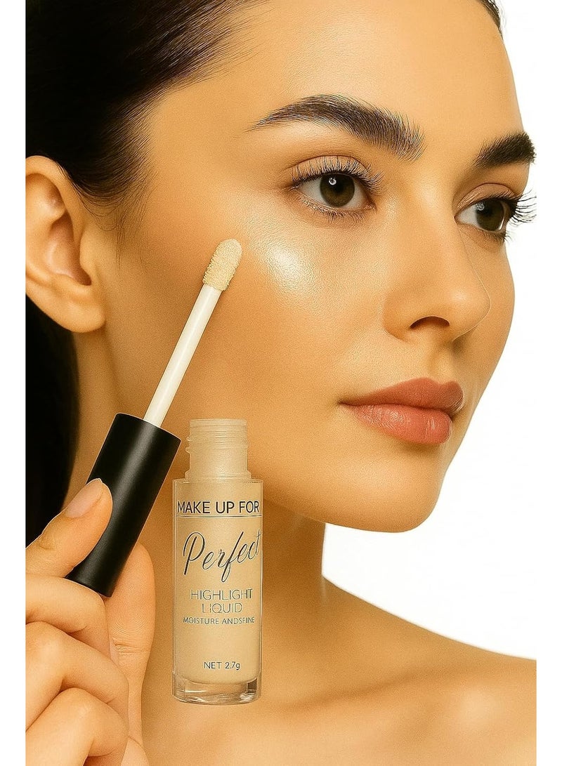 MAKE UP FOR LIFE Perfect Liquid Highlighter – Radiant Glow Illuminator, Lightweight Blendable Formula for Dewy Finish & Long-Lasting Luminosity  2.7g - Image 4
